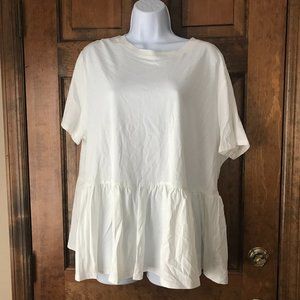 Forever 21 White Short Sleeve Peplum Top
